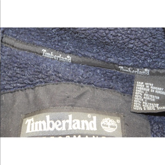 Timberland Men Windbreaker Jacket Large Black W Blue Fur Lining Winter - Picture 8 of 13